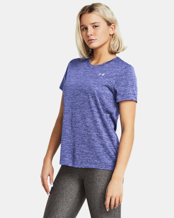 Women's UA Tech™ Twist Short Sleeve in Purple image number 0